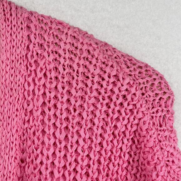 TALBOTS Sweater XL Tape Yarn Open Front Cardigan Cotton Blend Pink - Picture 9 of 13